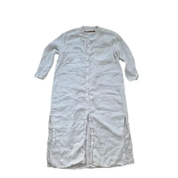 Enza Costa X REVOLVE Linen Maxi Shirt Dress in White Large A001826